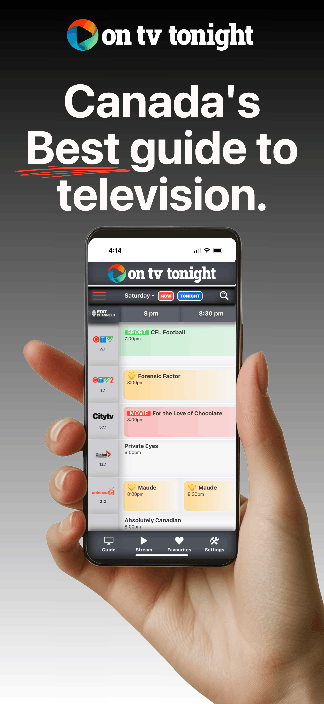 Screenshot of the On TV Tonight Canada app